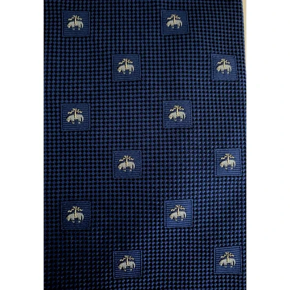 Brooks Brothers Men's Neck Tie Blue Sheep Logo Silk Classic 58 3.25